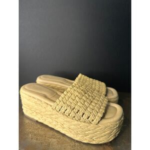 Marc Fisher Platform Sandal 9.5 Minimalist Vacation Resort Boho Chic Tan Priya
